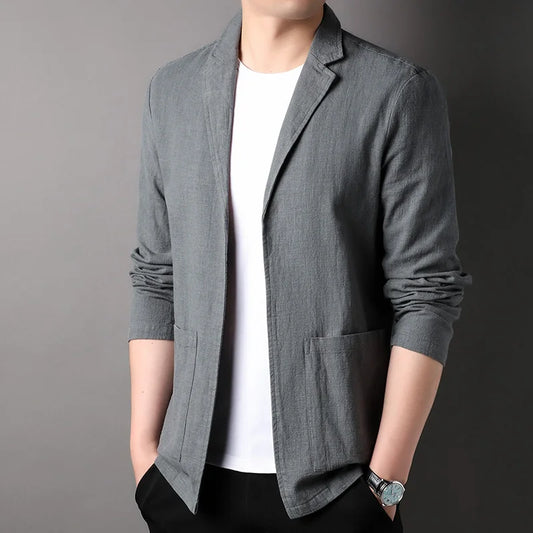 Men's lightweight summer blazer in breathable fabric, perfect for smart casual style and warm weather.