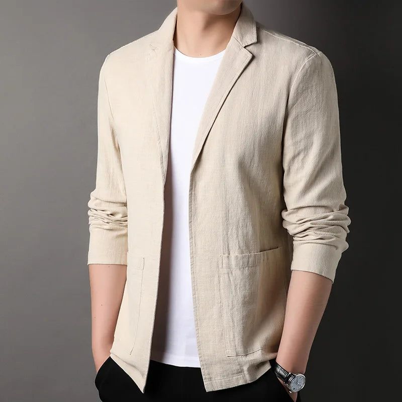 Stylish men's gray lightweight blazer for summer, offering a versatile and modern classic smart casual look.