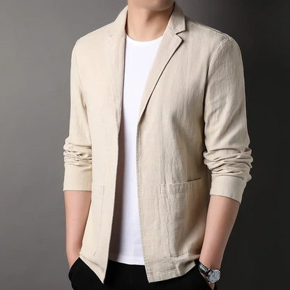 Stylish men's gray lightweight blazer for summer, offering a versatile and modern classic smart casual look.