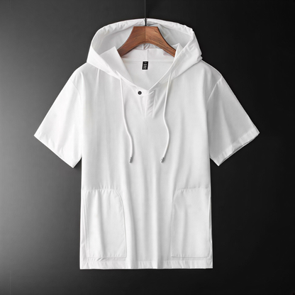 Men's lightweight summer hooded shirt for breathable casual style and layering.