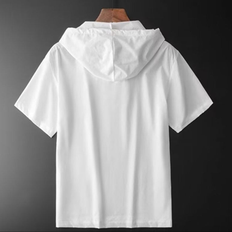 Streetwear men's hooded shirt, lightweight & breathable, perfect for summer casual fashion.