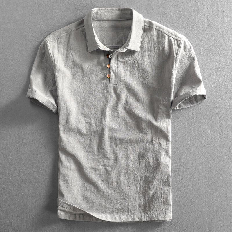 Blue men's lightweight summer polo shirt, short sleeve, relaxed fit for ultimate casual comfort.
