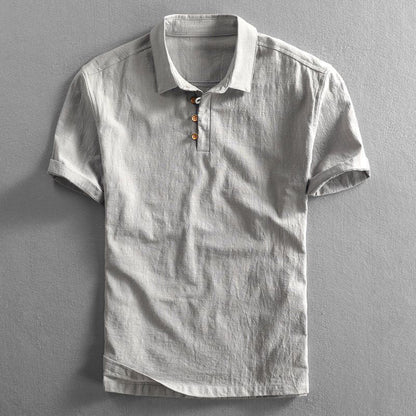 Blue men's lightweight summer polo shirt, short sleeve, relaxed fit for ultimate casual comfort.