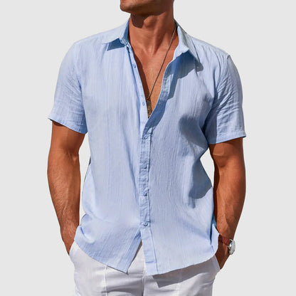Men's lightweight summer shirt, relaxed fit, short sleeve, perfect for warm weather comfort & casual style.