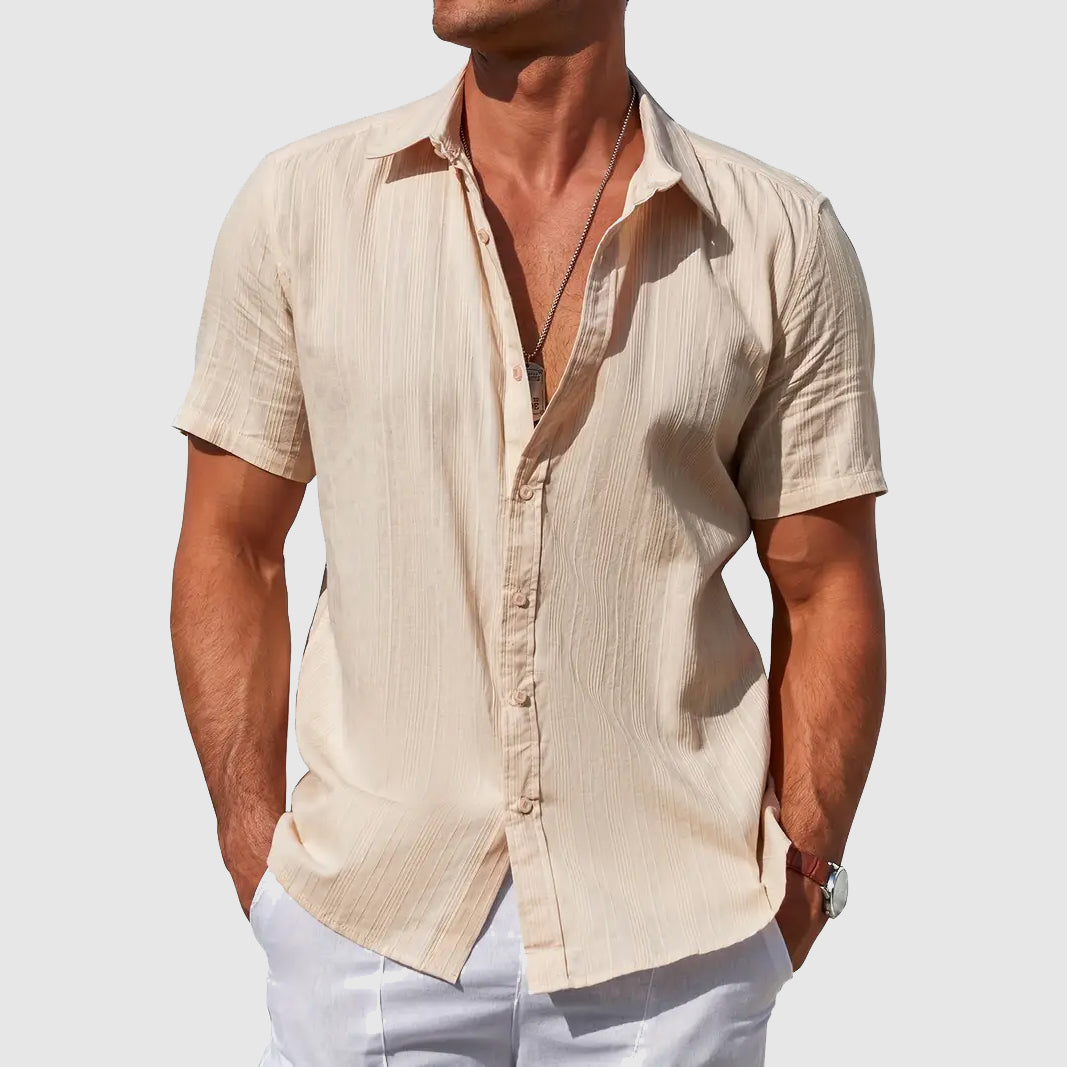 Breathable men's lightweight summer shirt, relaxed fit, designed for ultimate warm weather comfort & style.