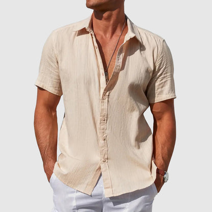 Breathable men's lightweight summer shirt, relaxed fit, designed for ultimate warm weather comfort & style.