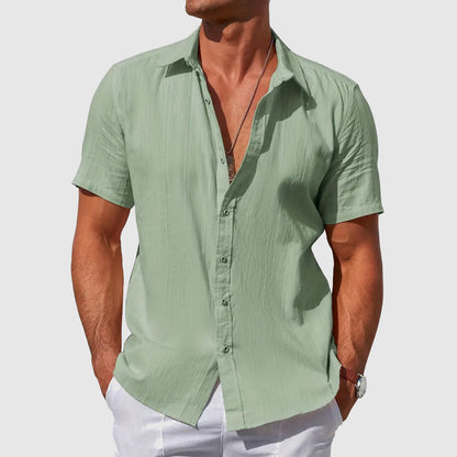 Comfortable men's lightweight summer shirt, relaxed fit, short sleeve, excellent for warm weather ease.