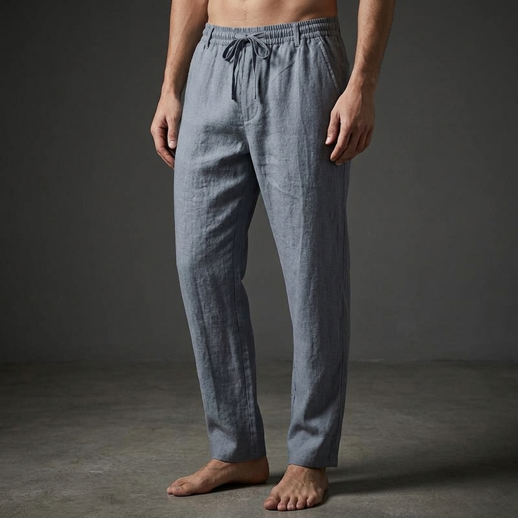 Men's lightweight tailored trousers with drawstring waist, perfect for casual summer wear.