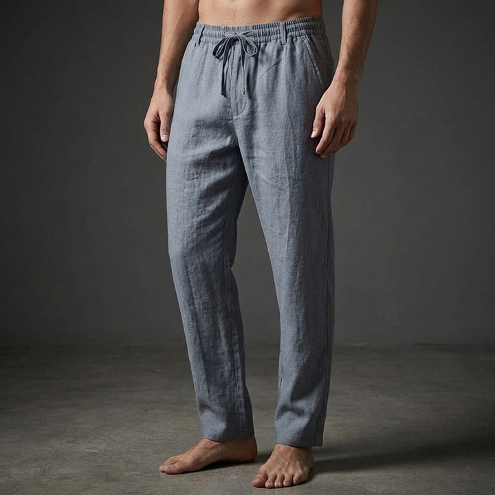 Men's lightweight tailored trousers with drawstring waist, perfect for casual summer wear.