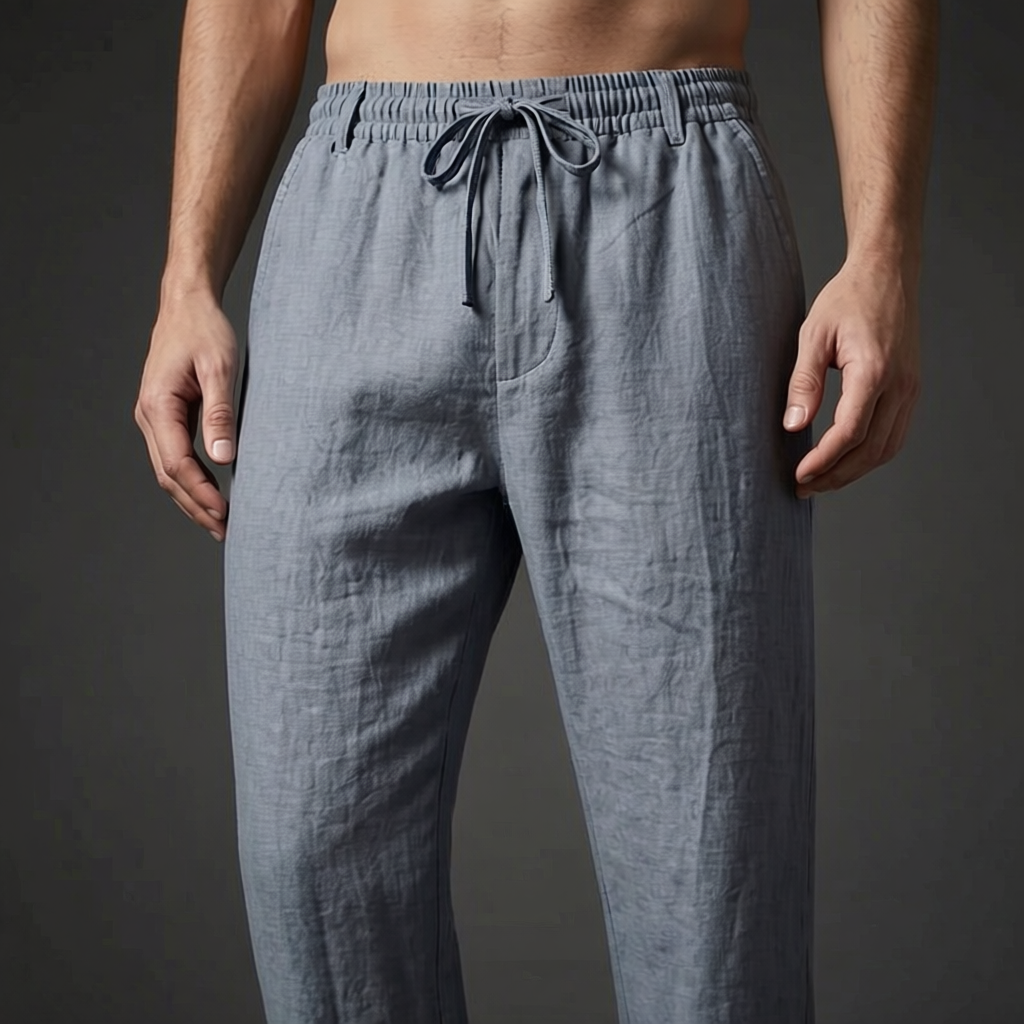 Casual men's lightweight trousers, ideal for warm weather with a stylish drawstring.