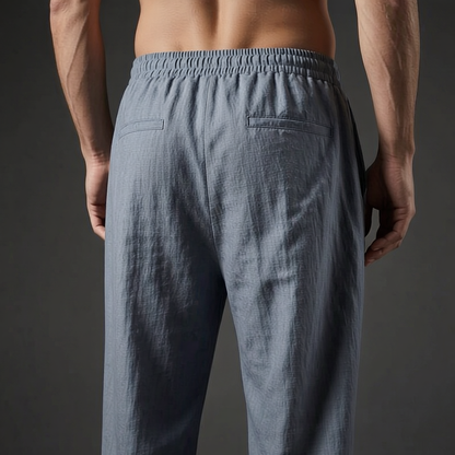 Tailored drawstring pants for men, offering a lightweight and comfortable summer style.