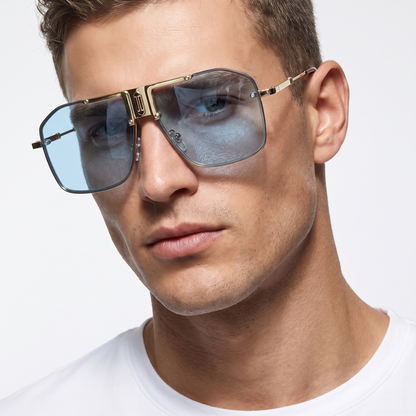 Frameless designer quality men's fashion eyewear with UV400 protection for outdoor adventures.