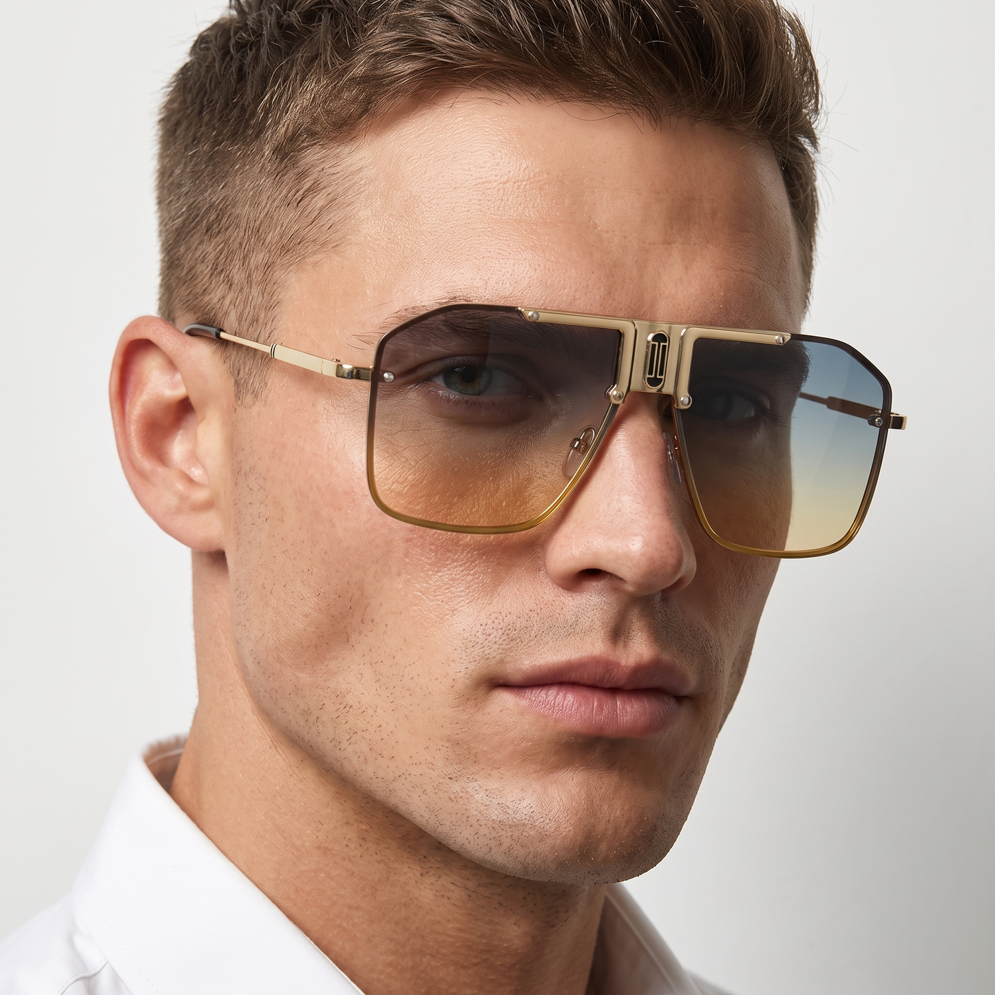 Stylish men's UV400 protected sunglasses, lightweight and ideal for travel or daily wear.