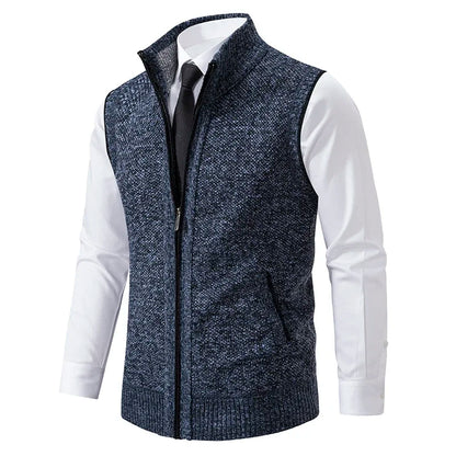 Stylish men's wool blend vest, lightweight yet warm, perfect for winter fashion and outerwear.