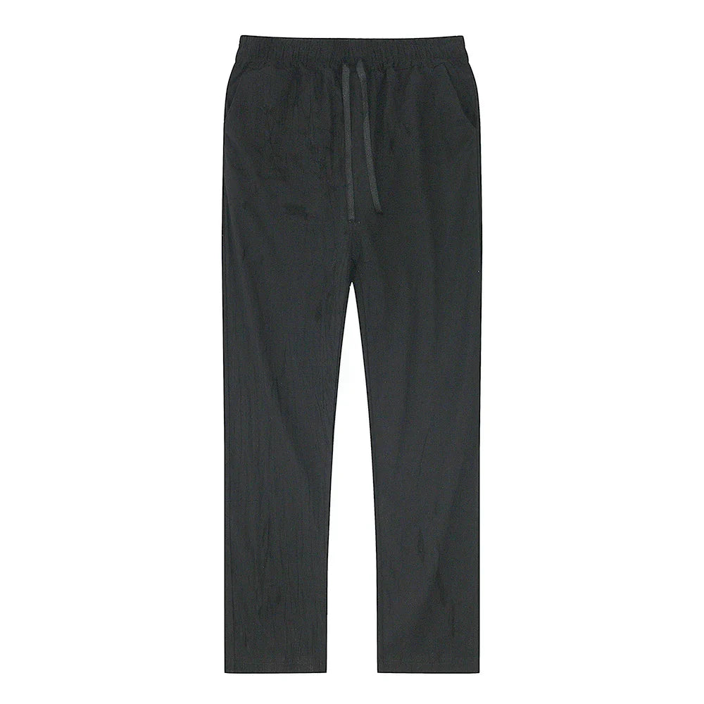 Men's cotton linen blend trousers, breathable & relaxed fit comfort pants for summer.