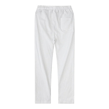 Lightweight men's linen blend comfort pants, breathable cotton blend with relaxed fit for summer.