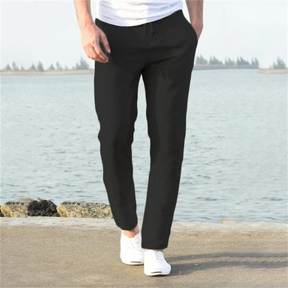 Men's summer linen blend trousers, ideal for casual wear, beach, or warm weather.