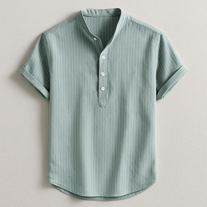 Men's long sleeve casual henley shirt in a versatile style, perfect for everyday wear and comfortable spring fashion.