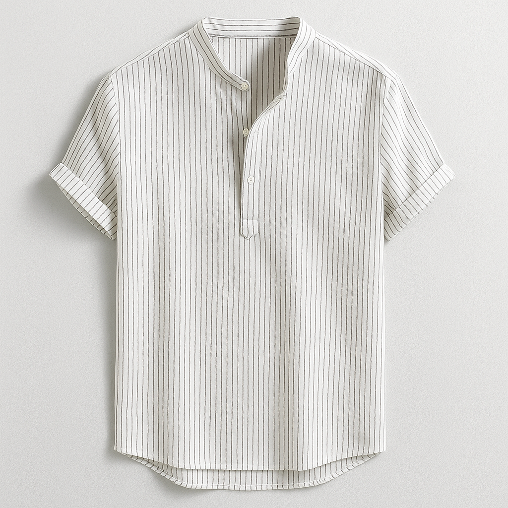 Stylish men's long sleeve henley shirt with buttons, a comfortable and versatile casual top for spring and summer fashion.