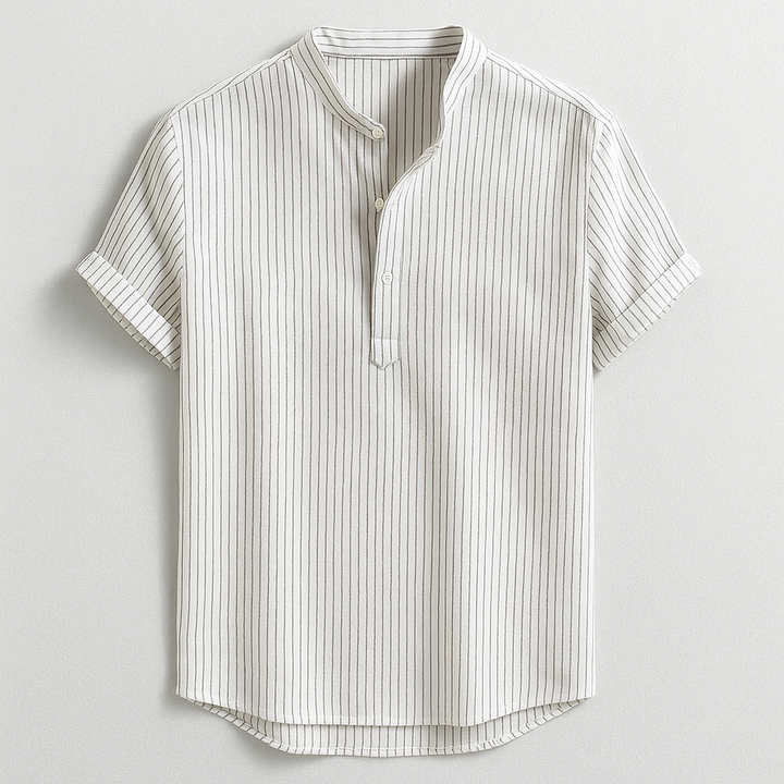 Stylish men's long sleeve henley shirt with buttons, a comfortable and versatile casual top for spring and summer fashion.