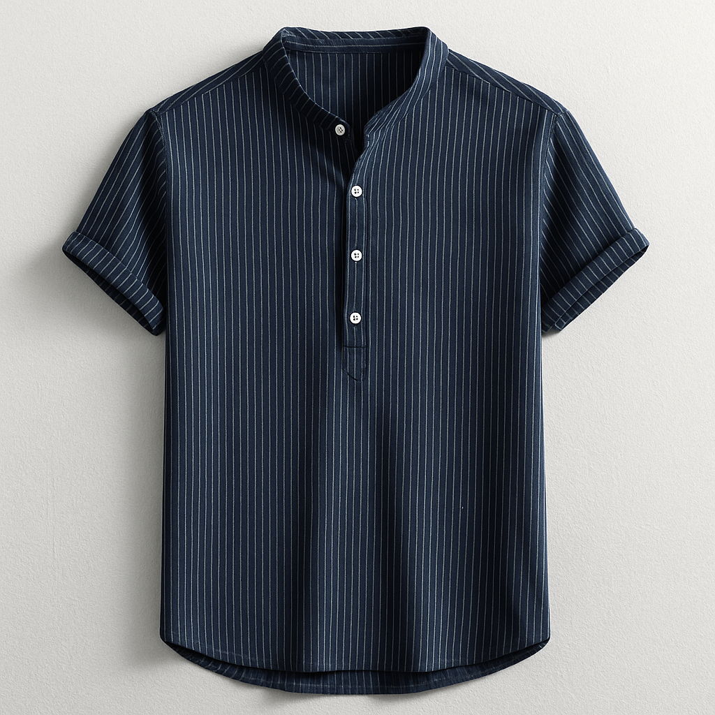 Men's casual henley shirt, a comfortable long sleeve button top for versatile everyday wear and spring/summer fashion.