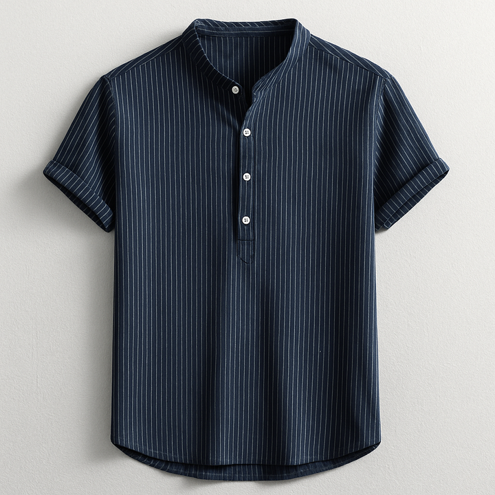 Men's casual henley shirt, a comfortable long sleeve button top for versatile everyday wear and spring/summer fashion.