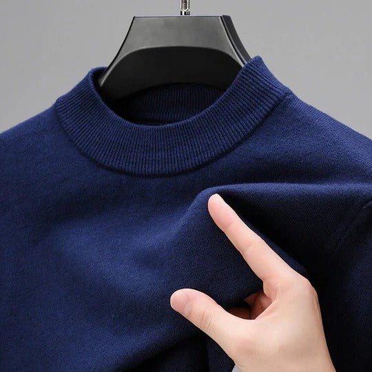 Classic men's mock neck pullover sweater, a comfortable long-sleeve top for everyday and smart casual outfits.