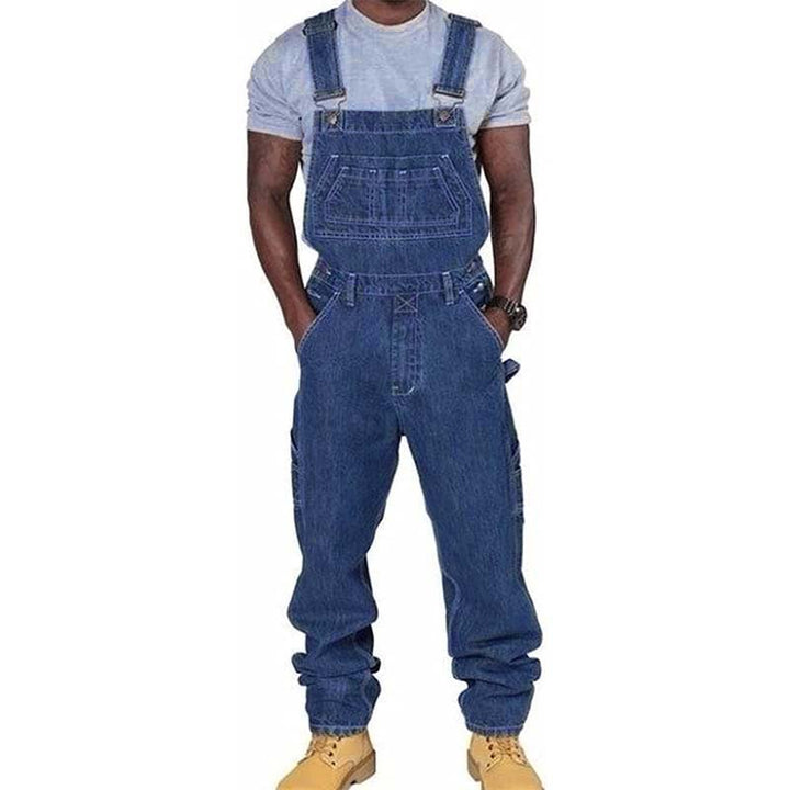 Men's loose fit work overalls with multiple pockets, durable fabric, ideal for workwear & casual use.