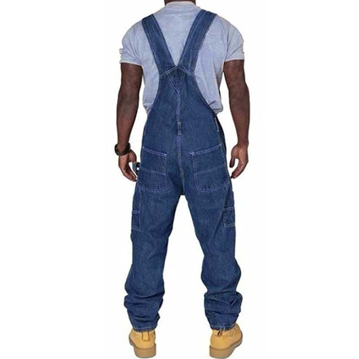 Durable men's work jumpsuit, loose fit multi-pocket design, essential workwear for tough jobs.