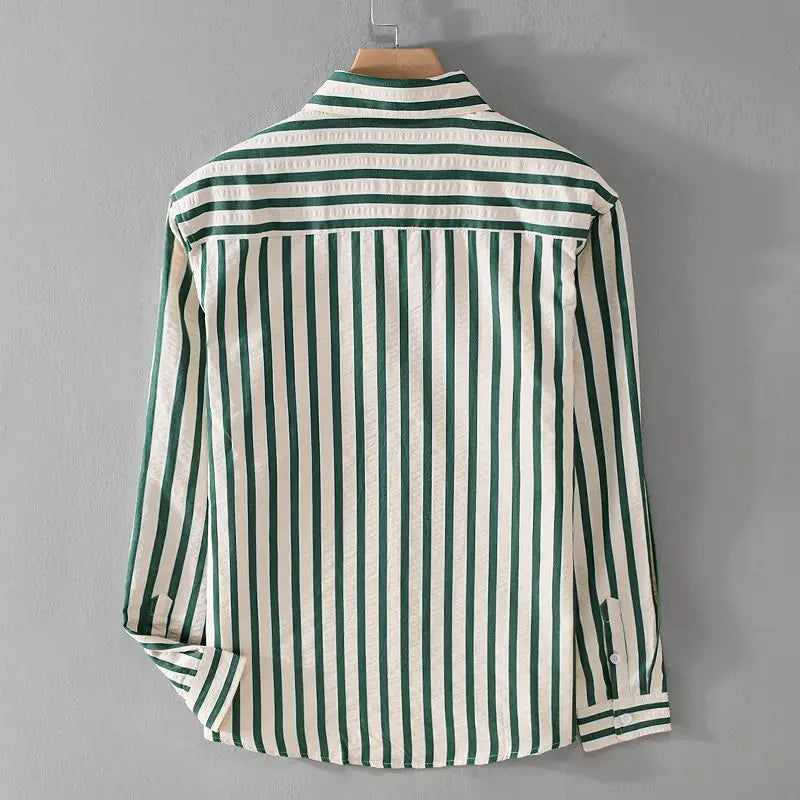 Elegant men's tailored Boneau shirt. Versatile button-down for professional office attire or sophisticated casual style.