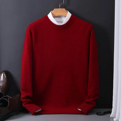 Timeless men's luxurious crewneck sweater, a classic long-sleeve pullover offering comfort & elegant winter style.