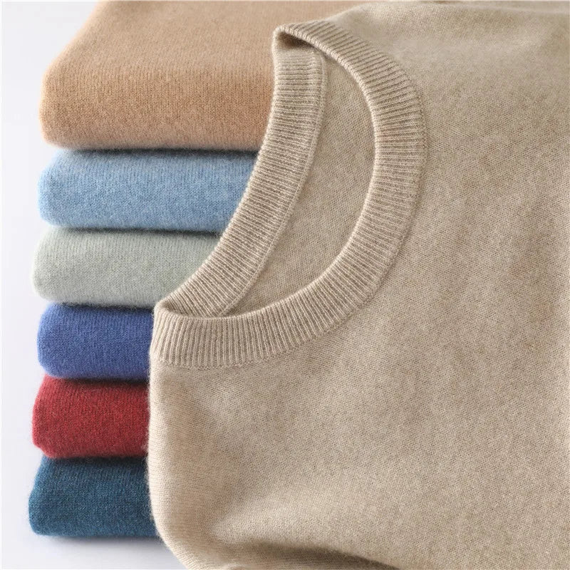 Stylish men's crewneck pullover, a luxurious long-sleeve sweater designed for comfort, elegance, and winter fashion.