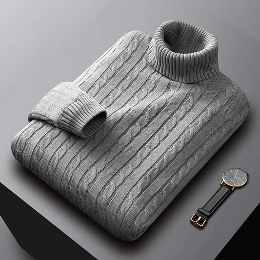 Men's luxurious soft knit crew neck sweater, perfect for elegant layering in winter & fall fashion.