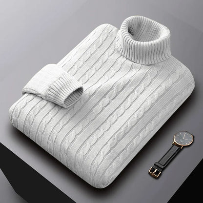 Elegant men's soft knit crew neck sweater, ideal for versatile fall & winter fashion layering.