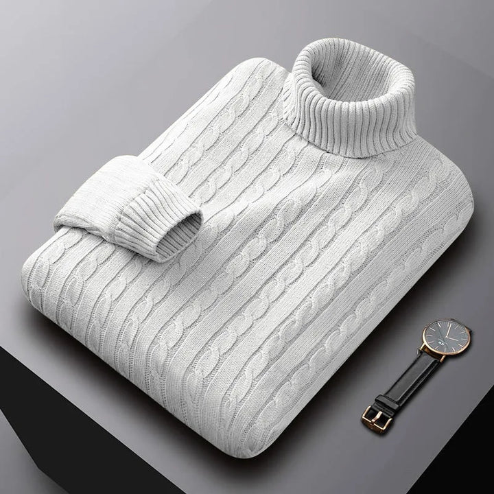 Elegant men's soft knit crew neck sweater, ideal for versatile fall & winter fashion layering.