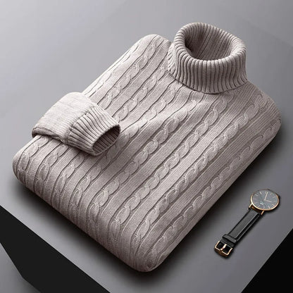Luxurious men's soft knit crew neck sweater, versatile & comfortable for fall, winter & spring outfits.