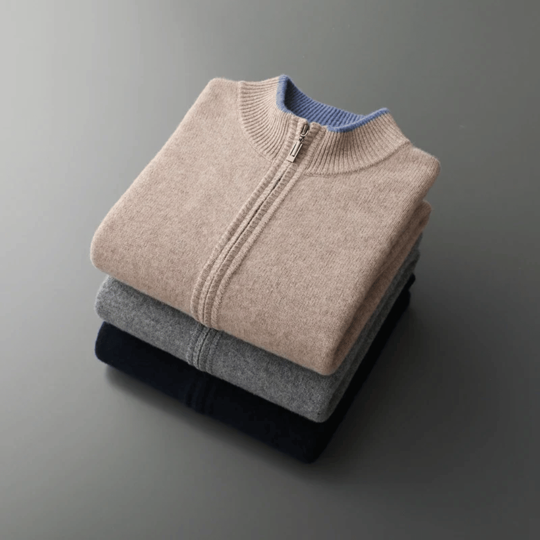 High-quality men's zip-up cardigan, soft, comfortable & ideal for versatile layering.