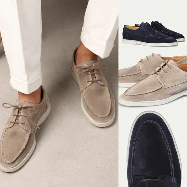 Luxury black men's lace-up loafers, combining classic style with modern sophistication for any occasion.