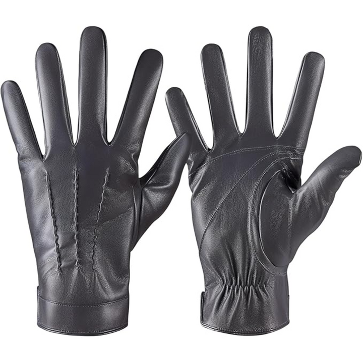Elegant men's leather driving gloves with cashmere lining, ideal for cold weather & a luxurious feel.