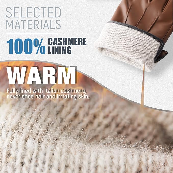 Men's luxury winter accessory: leather touchscreen gloves, cashmere-lined for warmth & style.