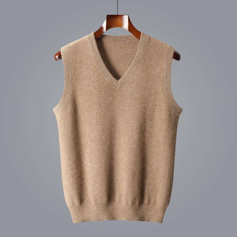 Men's luxury cashmere vest, soft & tailored fit. Ideal for sophisticated layering.