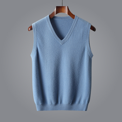 Sophisticated men's tailored fit cashmere vest, exceptionally soft and elegant. Luxury choice.