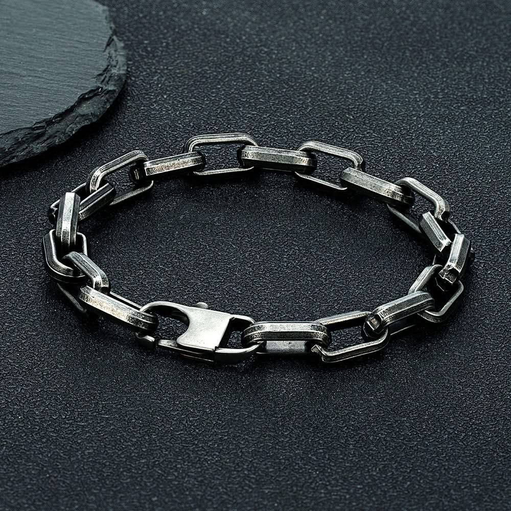 Durable men's luxury chain link bracelet. Non-tarnish gold, silver, or gunmetal for lasting style.