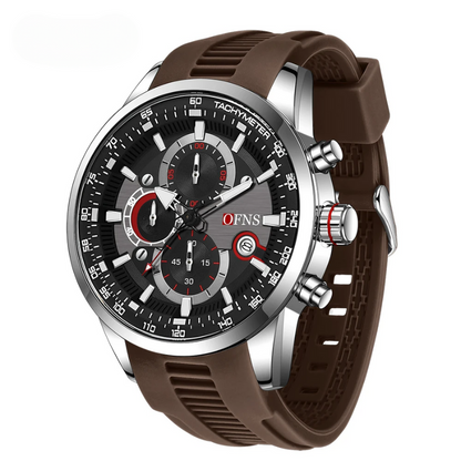 Men's waterproof chronograph sport watch, perfect for active lifestyles, with a flexible silicone band.