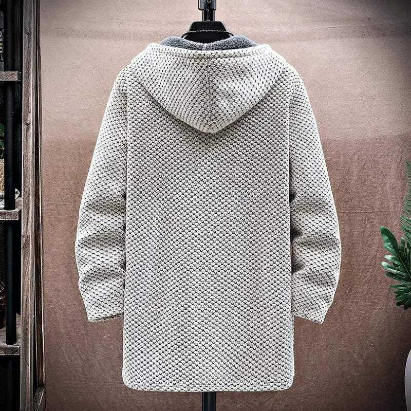 Warm men's full-zip hoodie jacket, perfect for winter essential & fall fashion outerwear.