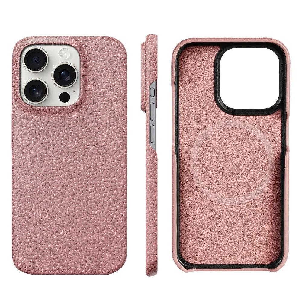 Ultra-slim genuine leather iPhone case for men. MagSafe compatible, adds protection without bulk.