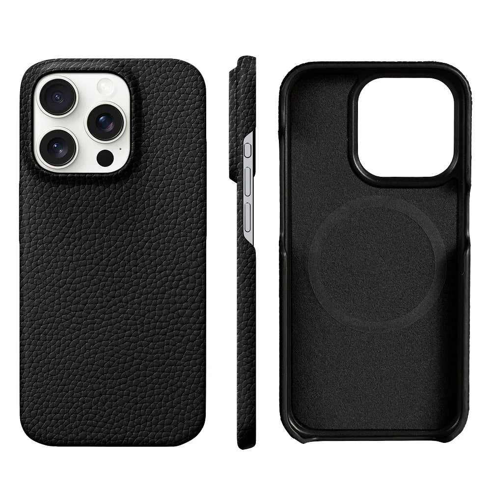Versatile men's genuine leather iPhone case, MagSafe. Suitable for business and casual, ultimate phone protection.