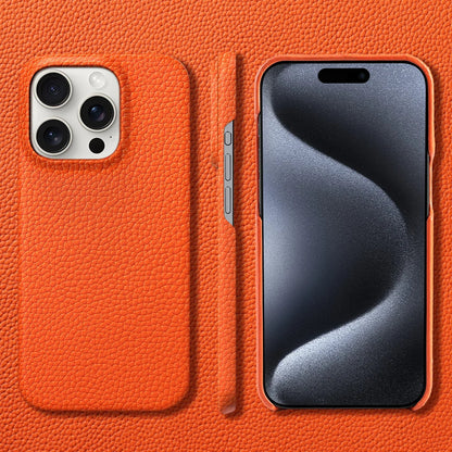 Premium genuine leather iPhone case for men with MagSafe. Soft texture for ultimate phone protection.