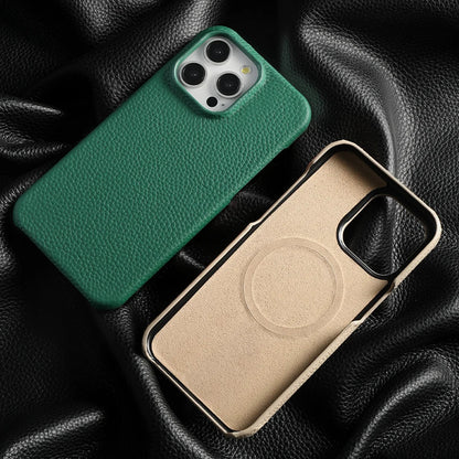 Stylish men's leather iPhone accessory, slim fit. MagSafe ready, complements your device's design.