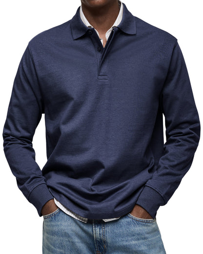Stylish & comfortable men's long-sleeved polo. Luxury menswear for a refined casual look.